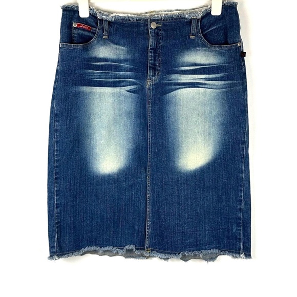 Vintage Y2K 2000’s ‘Jalate Jeans Wear’ Denim Pencil Skirt in Dark Blue - Large - Picture 1 of 10